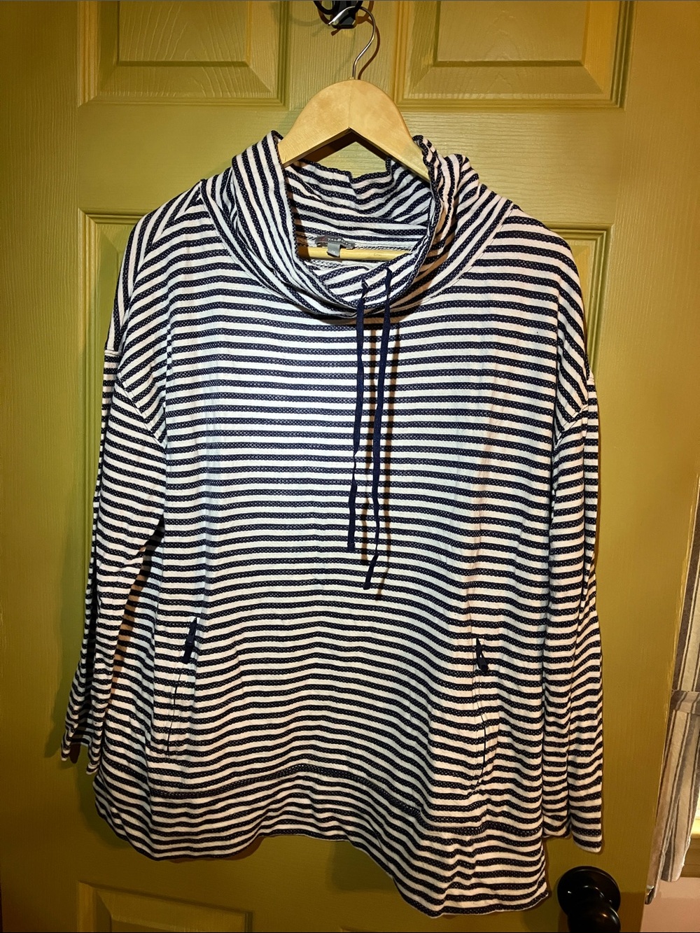 Striped Navy and White Pullover Hoodie